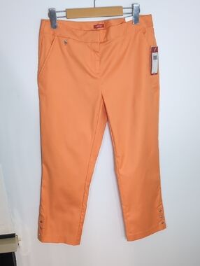 IZOD | Women's Bright Orange Cropped Straight Leg Stretch Pants